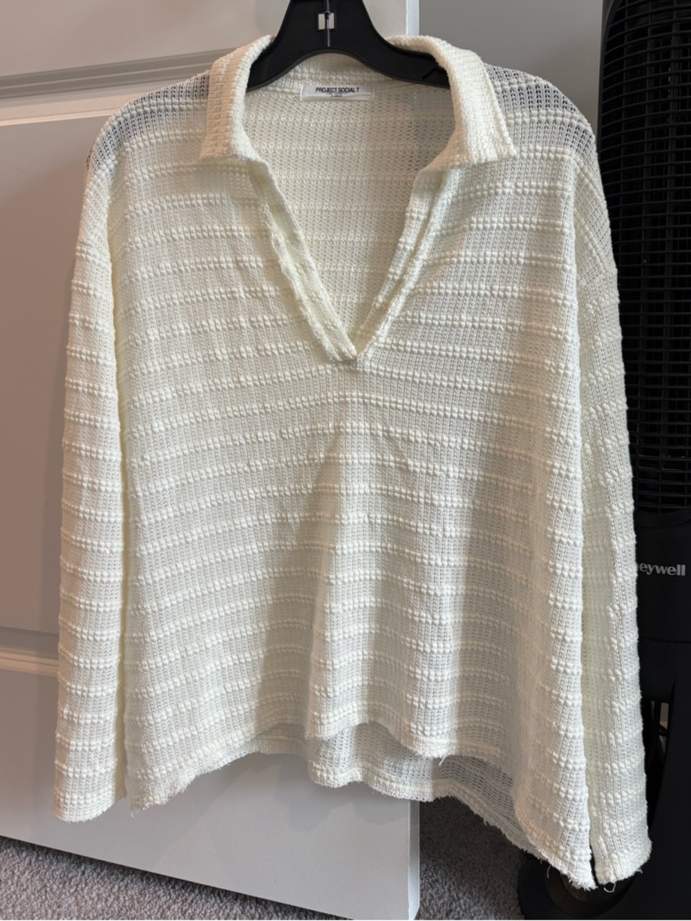 Project Social T Cream Collared Top